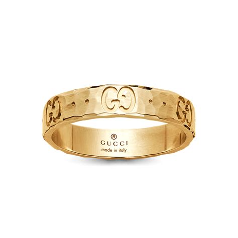 gucci icon ring with studs in yellow gold|Gucci gold textured icon ring.